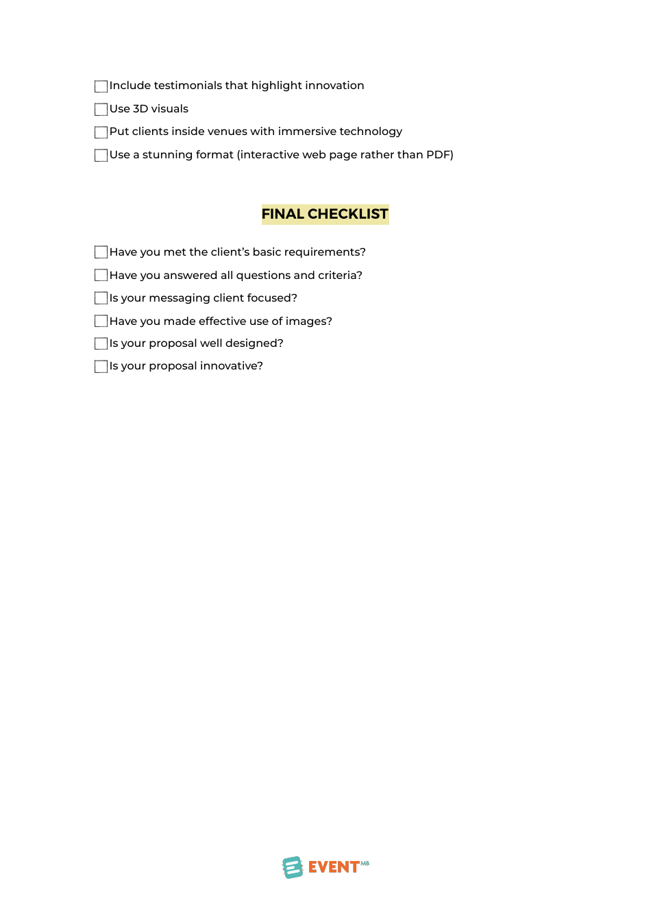 Event Proposal Template Checklist, Page 3