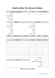 south africa sales tax invoice template download printable pdf