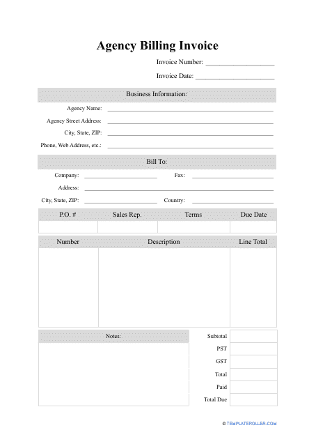 Agency Billing Invoice Template Download Pdf