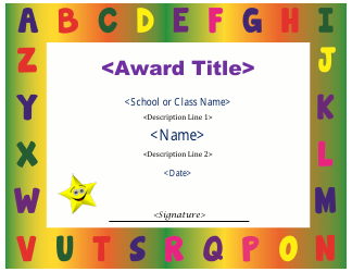 Document preview: Spelling Award Certificate Template