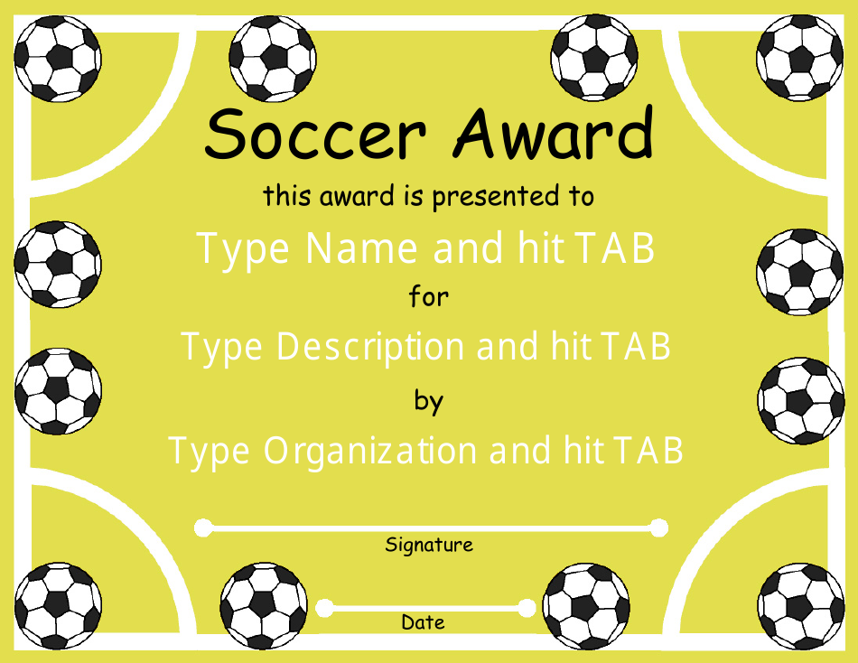 Soccer Award Certificate Template Download Fillable PDF Templateroller