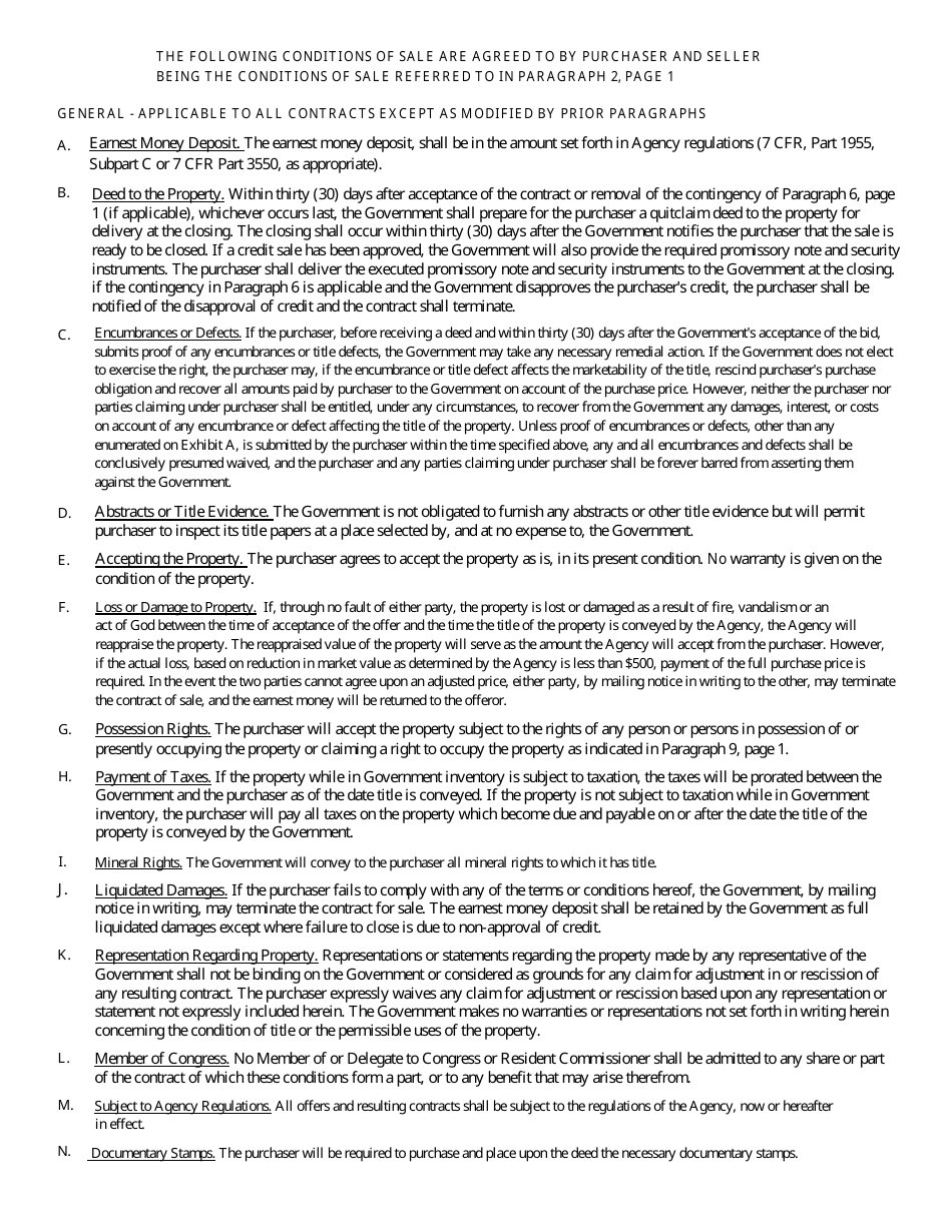 Form RD1955-45 Standard Sales Contract - Sale of Real Property by the United States, Page 3