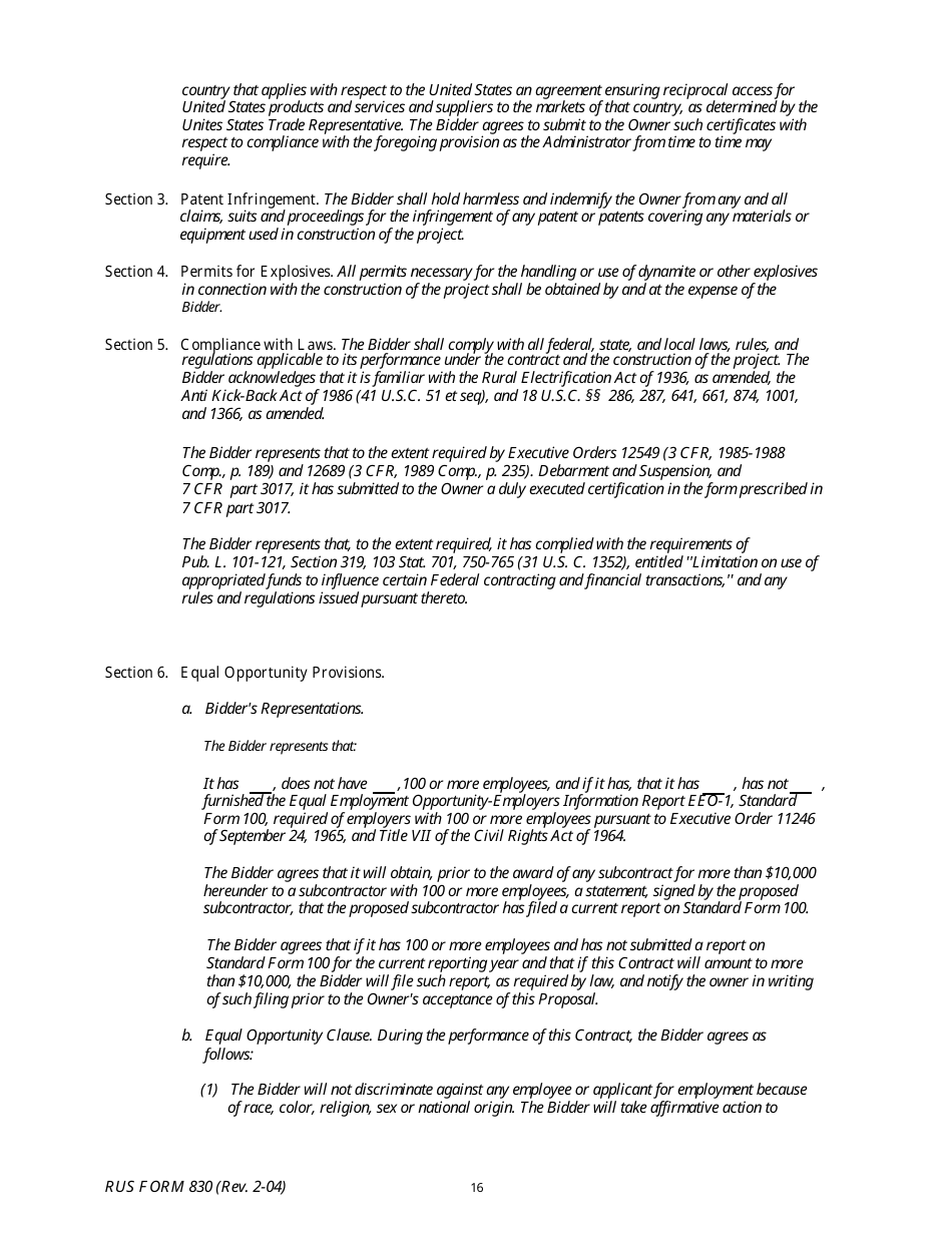 Form 830 Electric System Construction Contract, Page 16