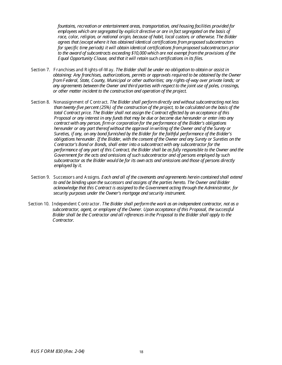 Form 830 Electric System Construction Contract, Page 18