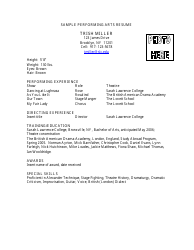 Sample Performing Arts Resume, Page 3
