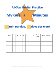 Document preview: All-star Recital Practice Chart Template