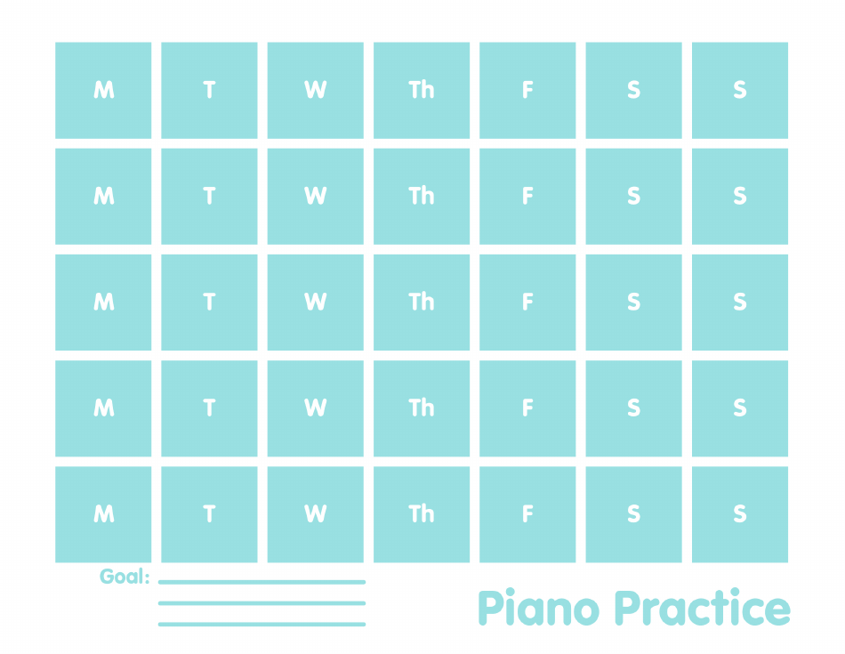 Piano Practice Chart - Free Printable Template