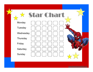 Document preview: Spiderman-Styled Star Reward Chart for Kids