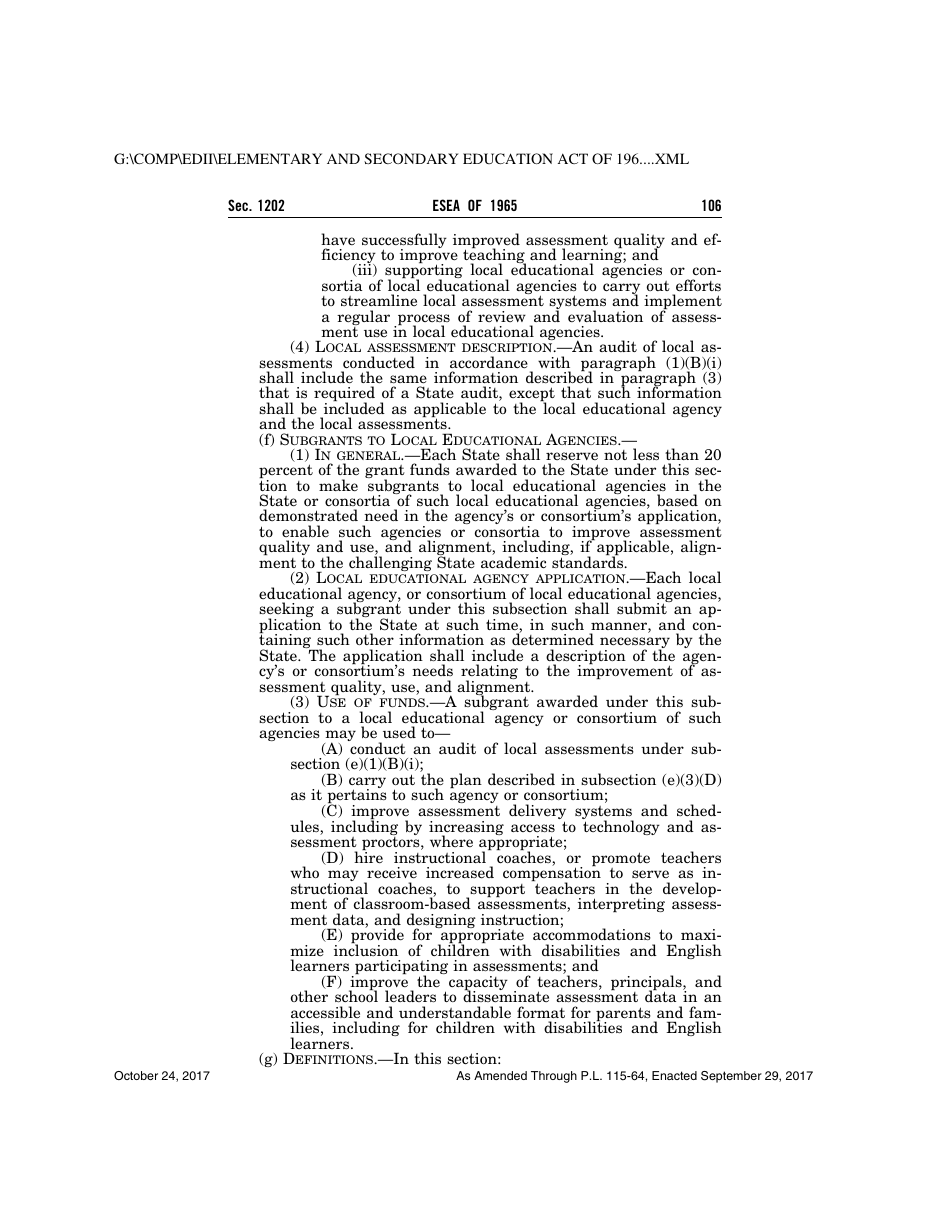 Elementary and Secondary Education Act of 1965, Page 106