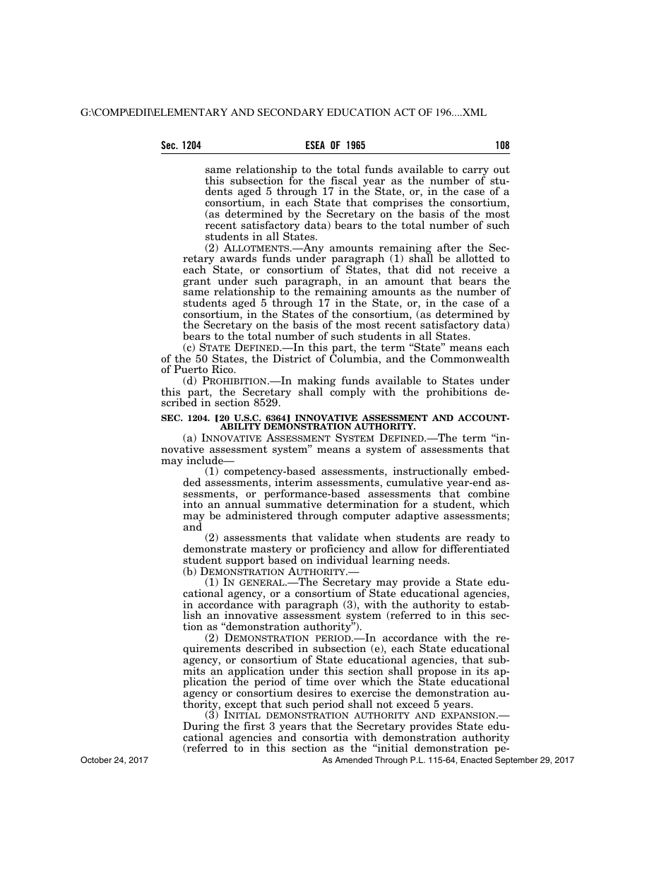 Elementary and Secondary Education Act of 1965, Page 108