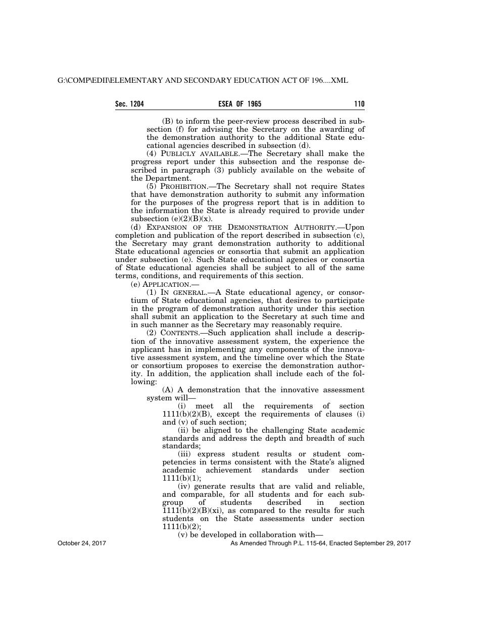 Elementary and Secondary Education Act of 1965, Page 110