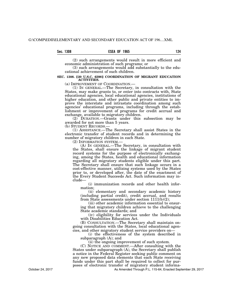 Elementary and Secondary Education Act of 1965, Page 124