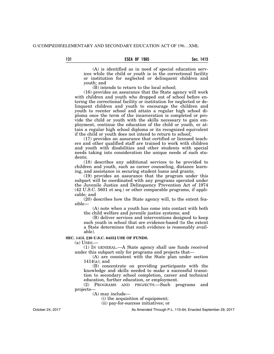 Elementary and Secondary Education Act of 1965, Page 131