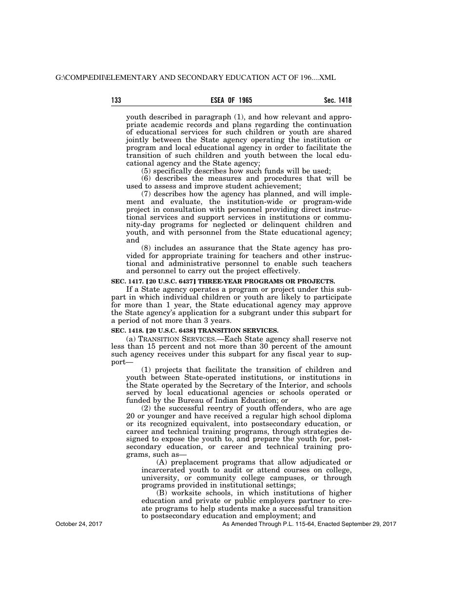 Elementary and Secondary Education Act of 1965, Page 133