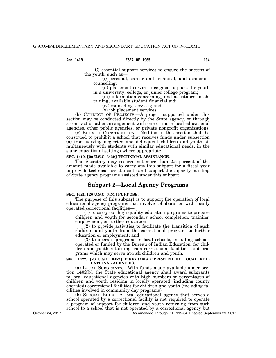 Elementary and Secondary Education Act of 1965, Page 134