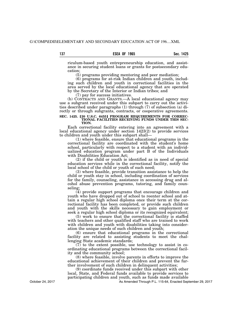 Elementary and Secondary Education Act of 1965, Page 137