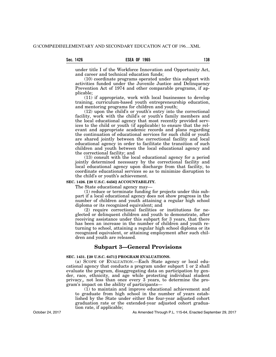 Elementary and Secondary Education Act of 1965, Page 138