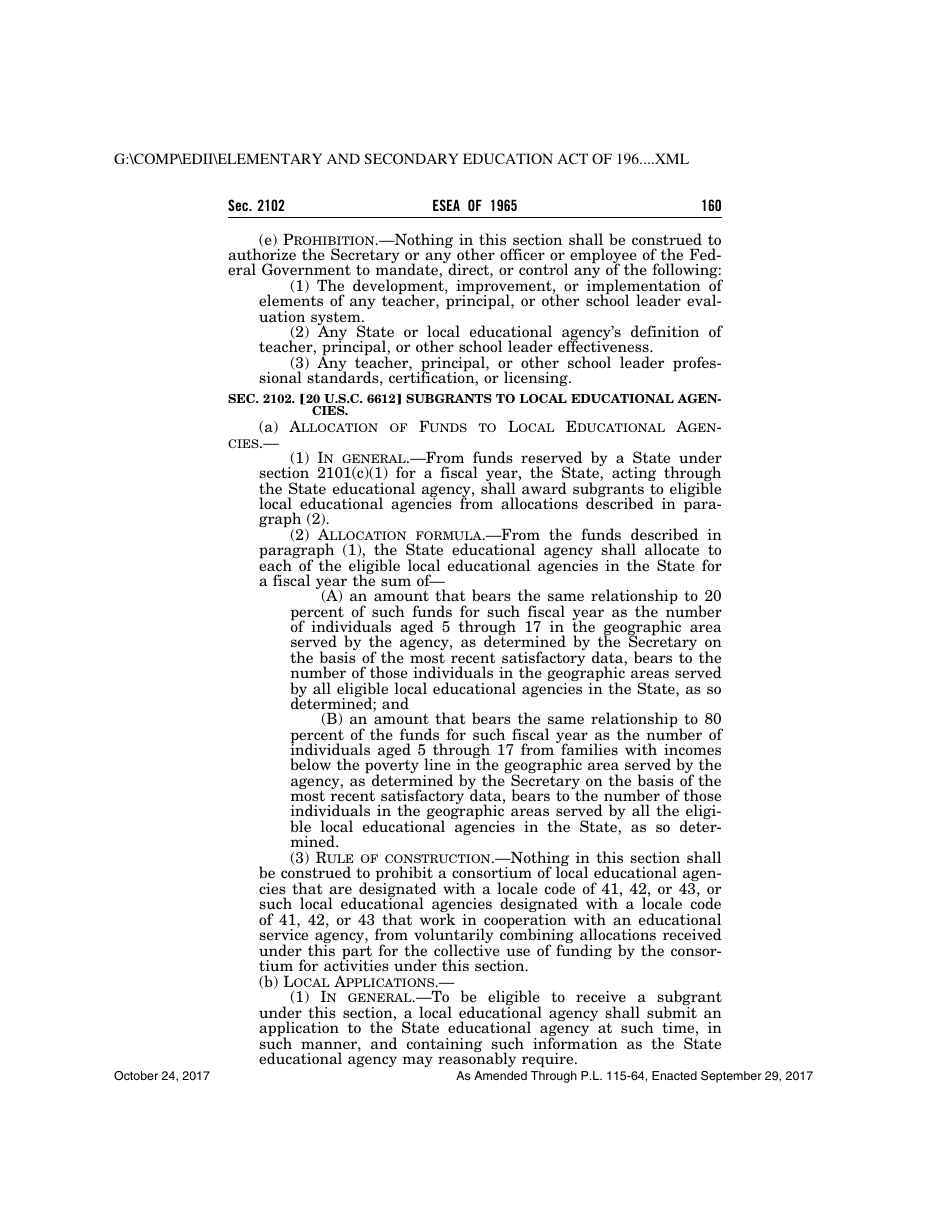 Elementary and Secondary Education Act of 1965, Page 160