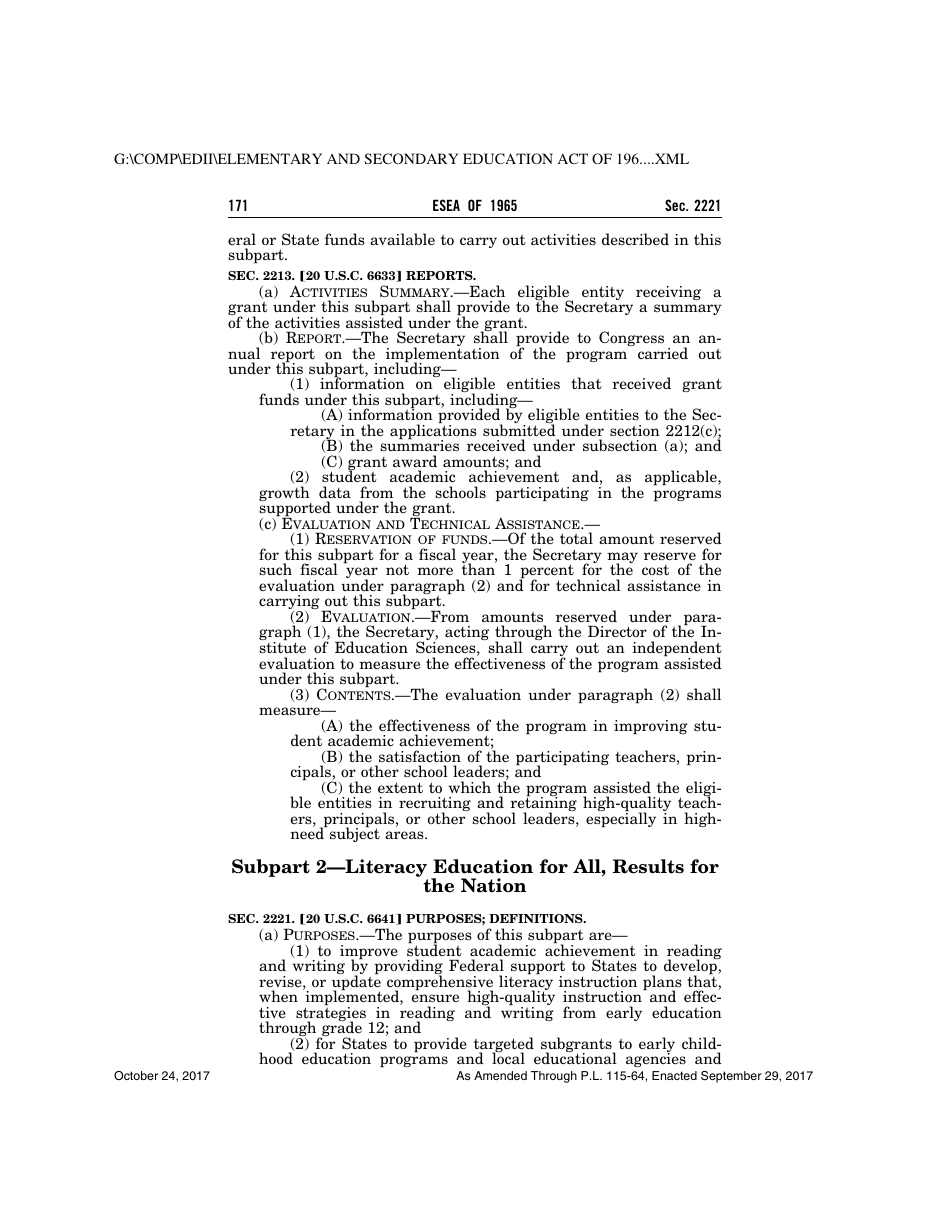 Elementary and Secondary Education Act of 1965, Page 171