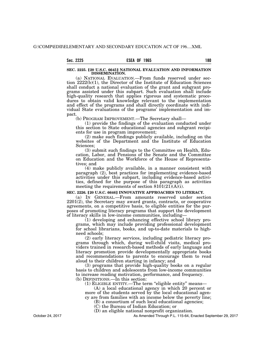 Elementary and Secondary Education Act of 1965, Page 180