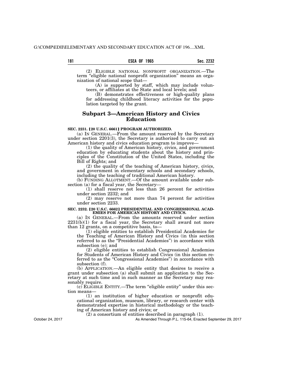 Elementary and Secondary Education Act of 1965, Page 181
