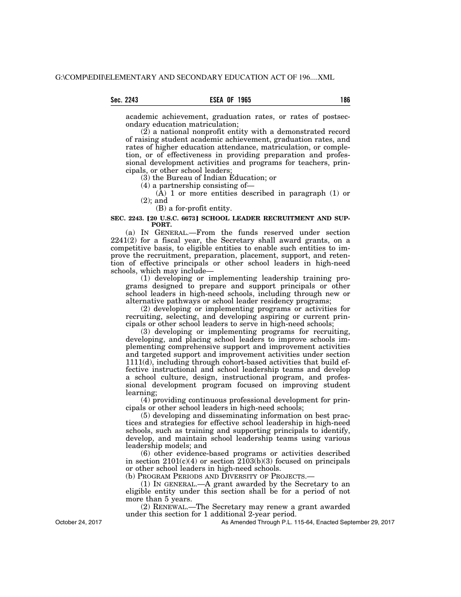 Elementary and Secondary Education Act of 1965, Page 186