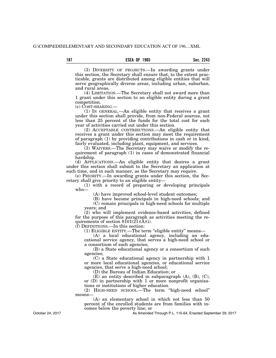 Elementary and Secondary Education Act of 1965, Page 187