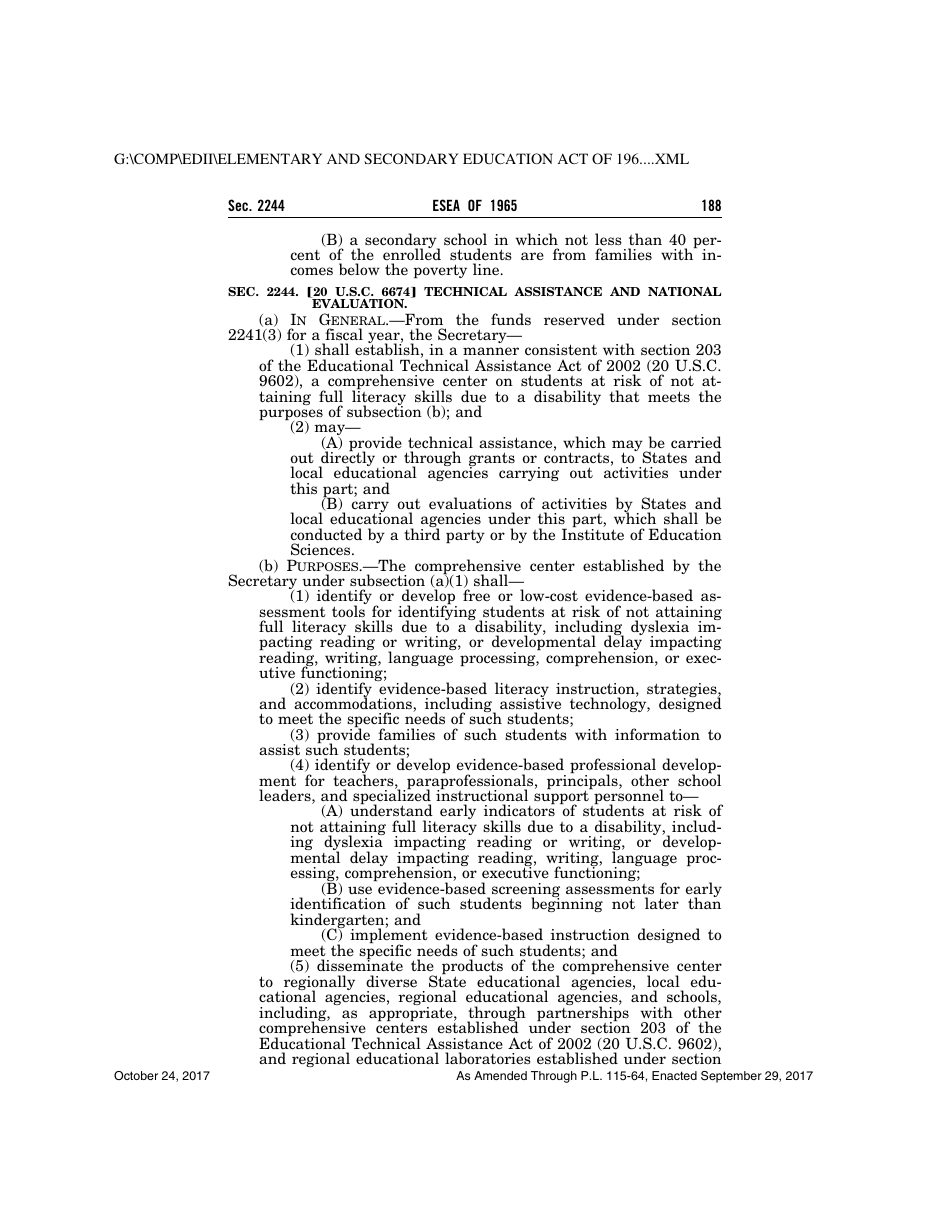 Elementary and Secondary Education Act of 1965, Page 188