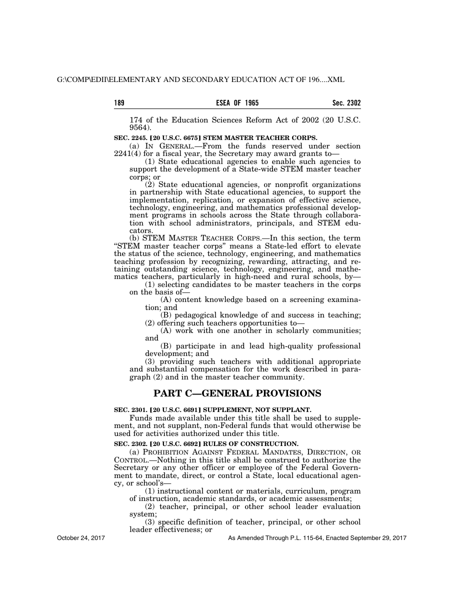 Elementary and Secondary Education Act of 1965, Page 189