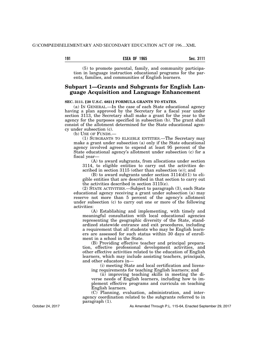 Elementary and Secondary Education Act of 1965, Page 191