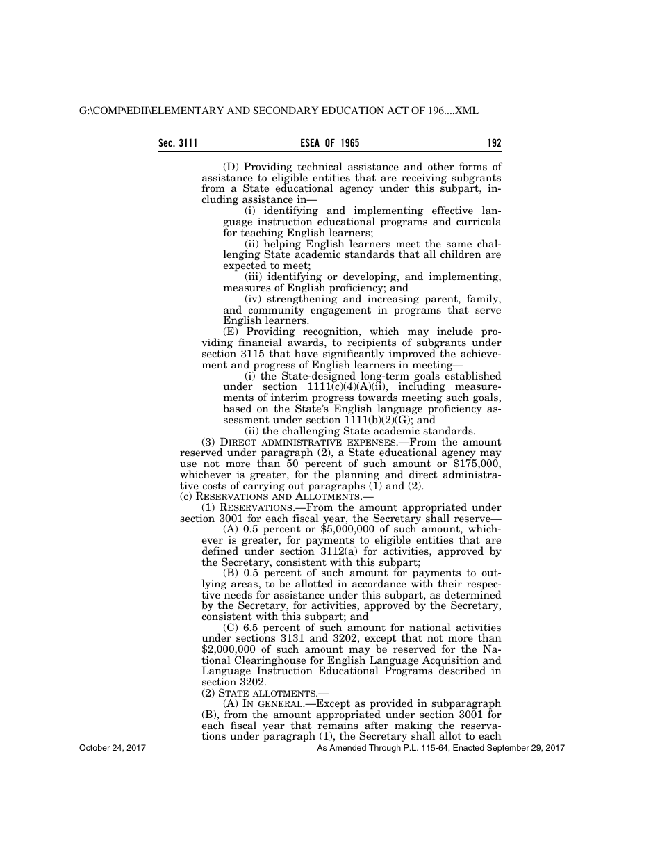 Elementary and Secondary Education Act of 1965, Page 192