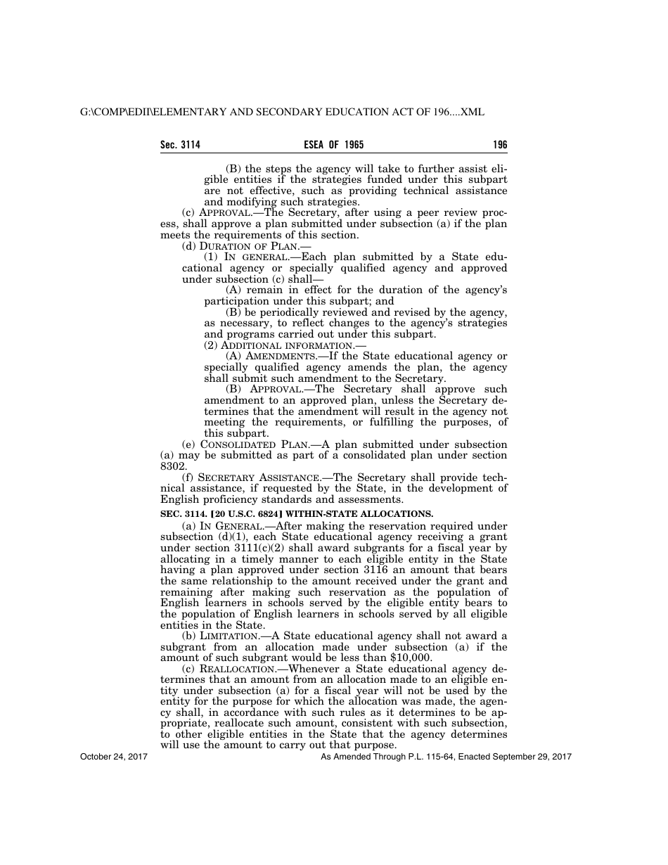 Elementary and Secondary Education Act of 1965, Page 196