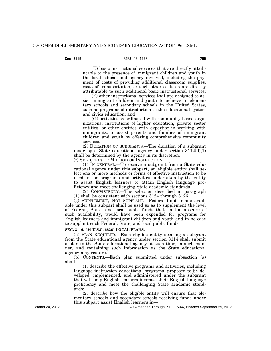 Elementary and Secondary Education Act of 1965, Page 200