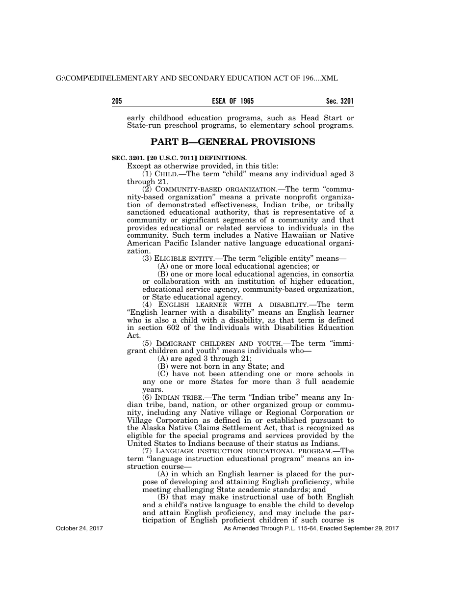 Elementary and Secondary Education Act of 1965, Page 205