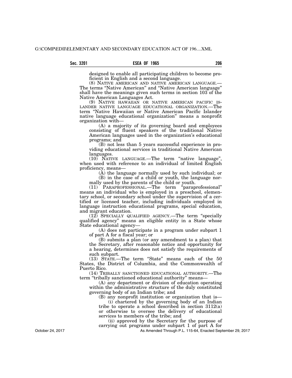 Elementary and Secondary Education Act of 1965, Page 206