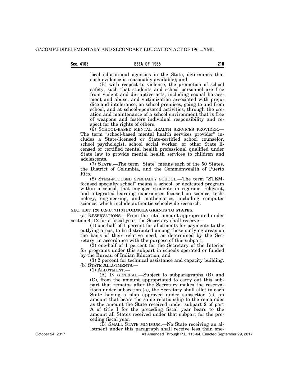 Elementary and Secondary Education Act of 1965, Page 210