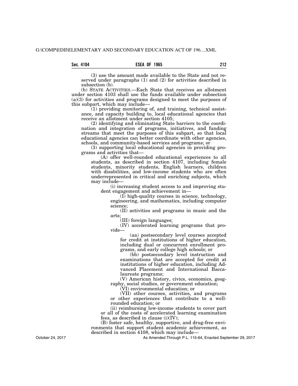Elementary and Secondary Education Act of 1965, Page 212