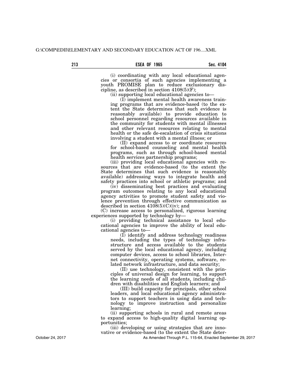 Elementary and Secondary Education Act of 1965, Page 213