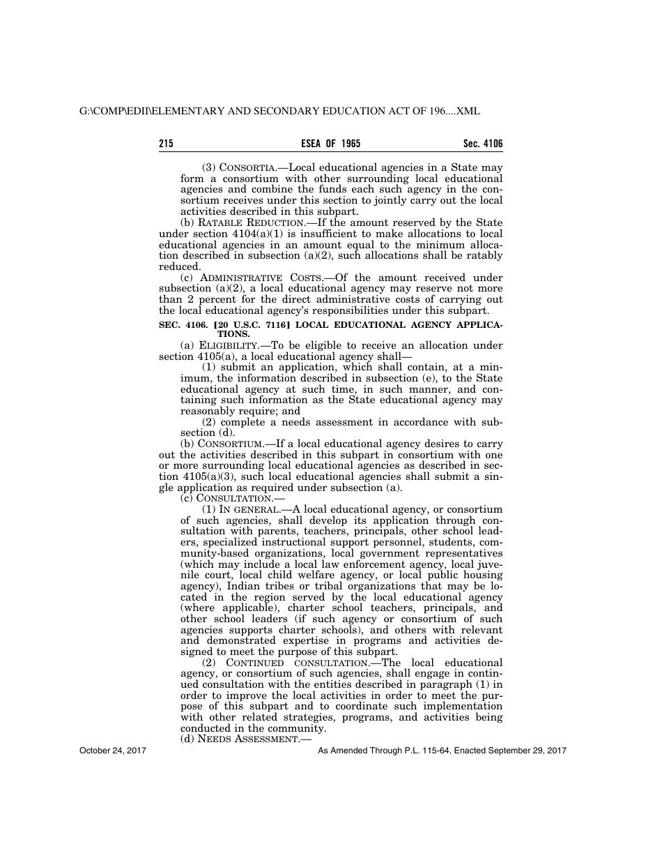 Elementary and Secondary Education Act of 1965, Page 215