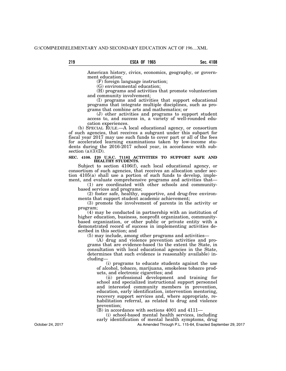 Elementary and Secondary Education Act of 1965, Page 219