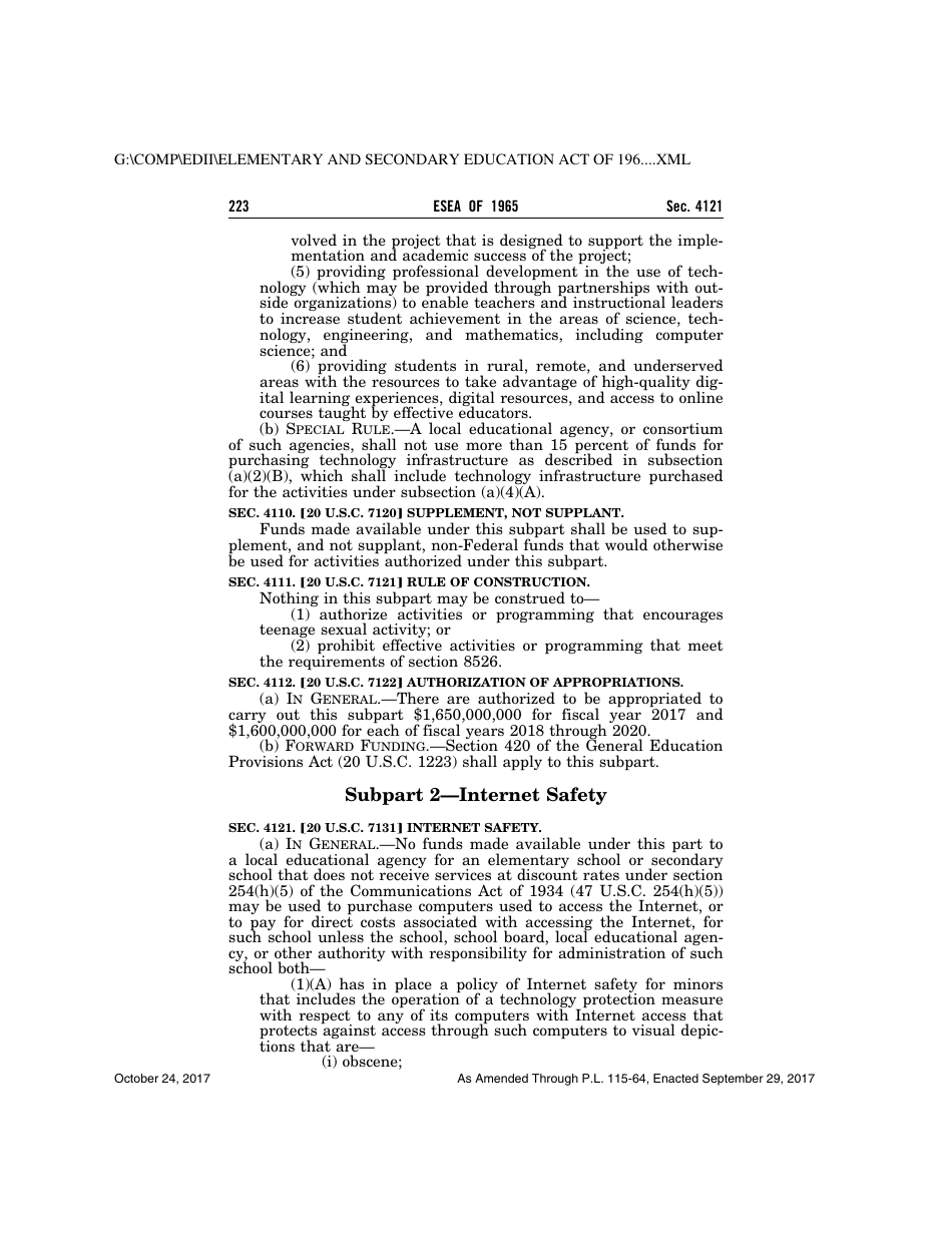Elementary and Secondary Education Act of 1965, Page 223