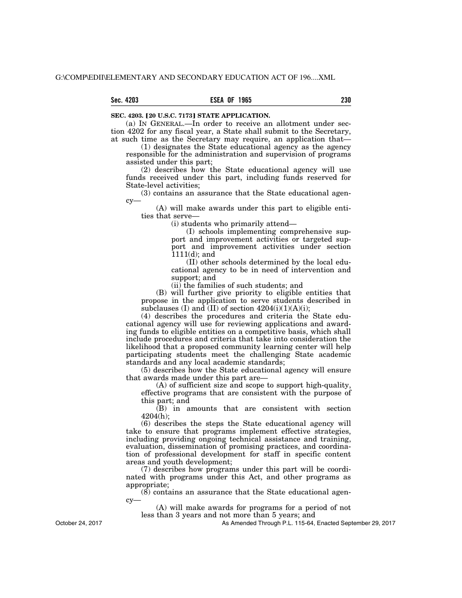 Elementary and Secondary Education Act of 1965, Page 230
