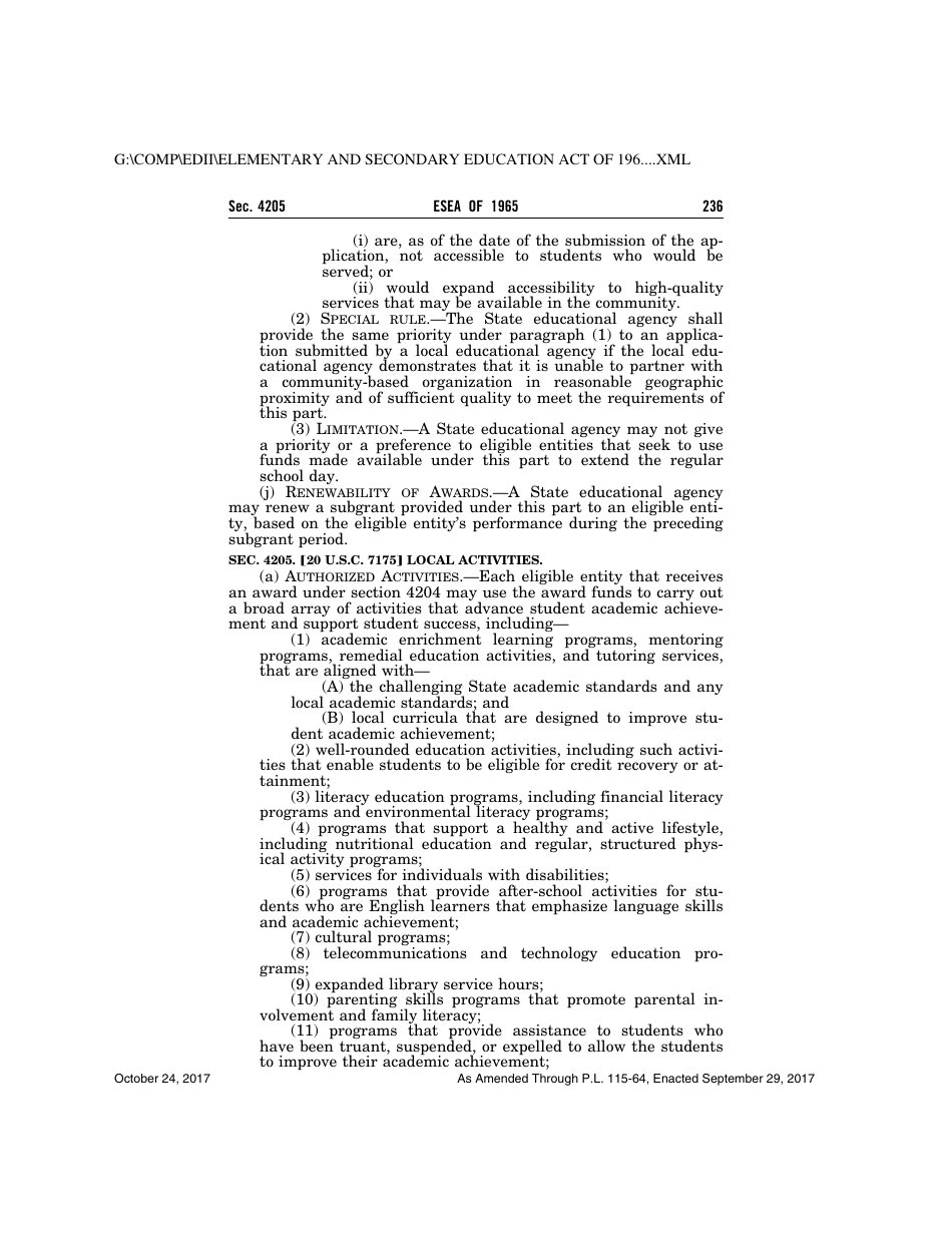 Elementary and Secondary Education Act of 1965, Page 236