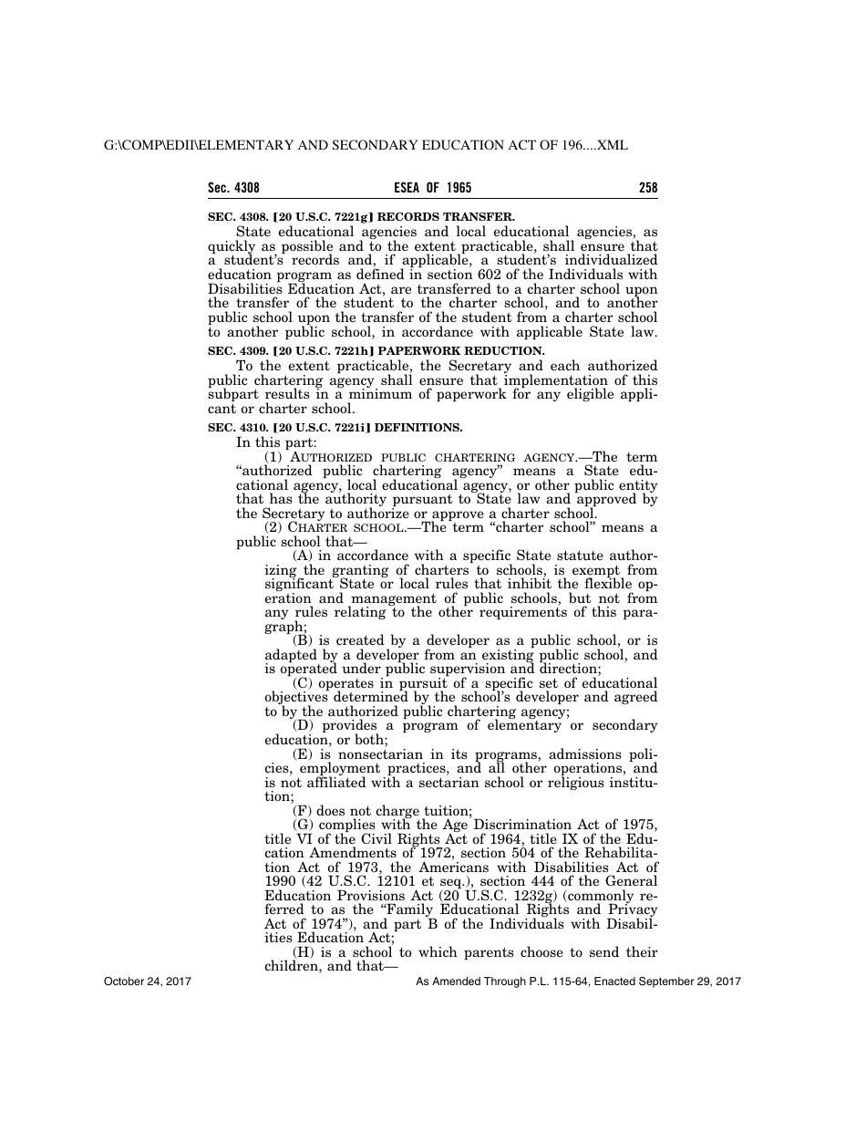 Elementary and Secondary Education Act of 1965, Page 258