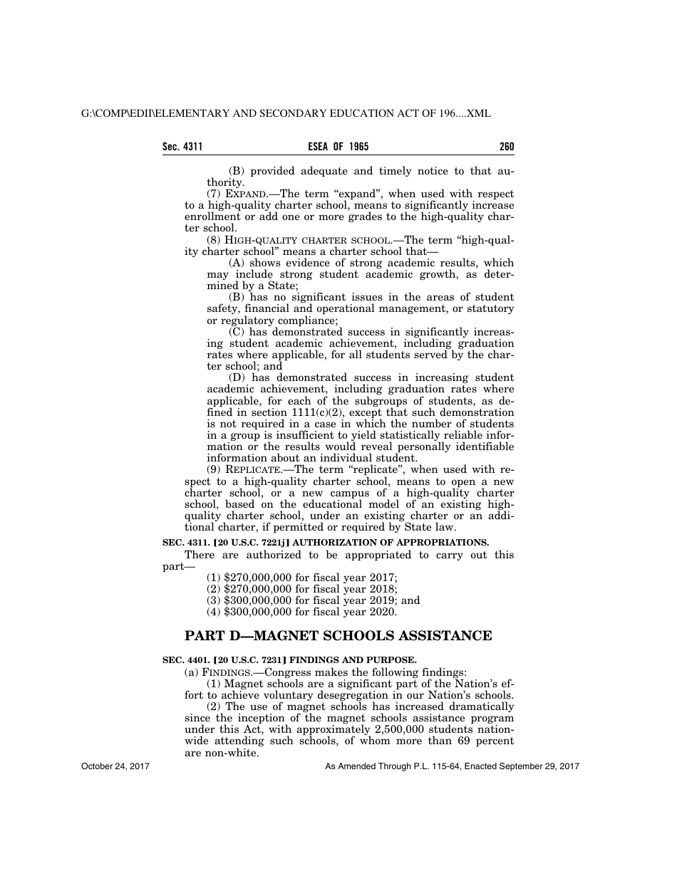 Elementary and Secondary Education Act of 1965, Page 260