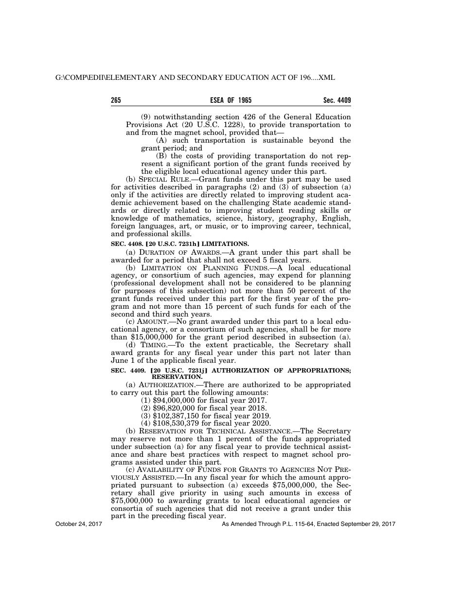 Elementary and Secondary Education Act of 1965, Page 265