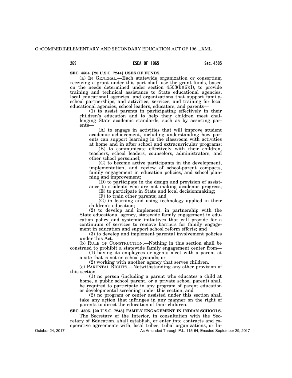 Elementary and Secondary Education Act of 1965, Page 269