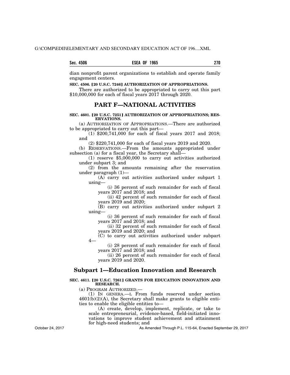 Elementary and Secondary Education Act of 1965, Page 270