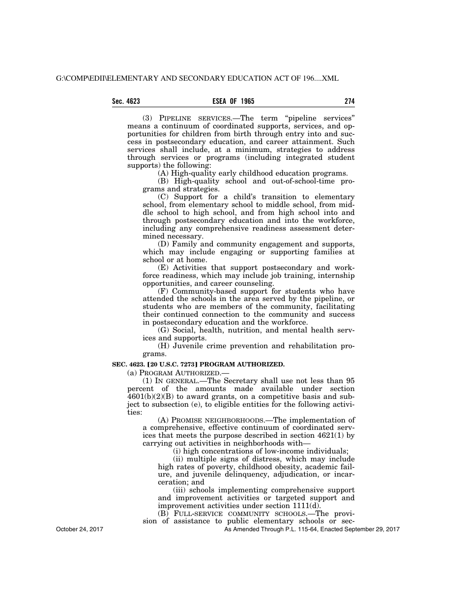 Elementary and Secondary Education Act of 1965, Page 274