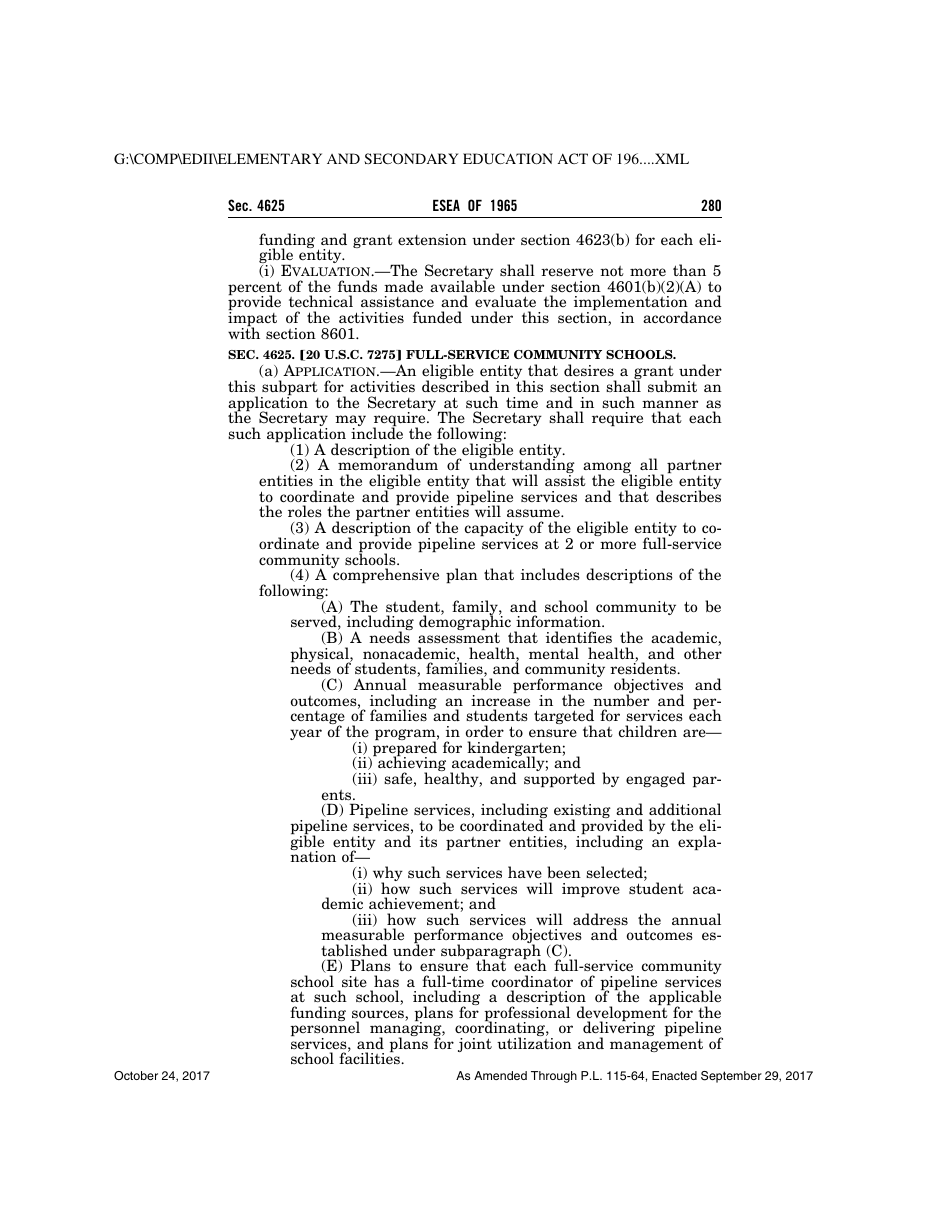 Elementary and Secondary Education Act of 1965, Page 280